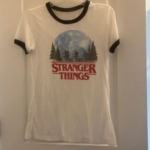 white stranger things shirt. fits like small